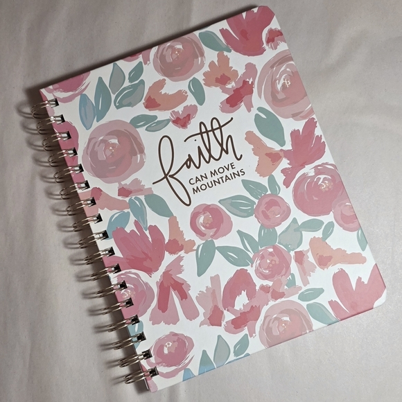Mary Square Other - Journal Floral Faith Spiral Notebook - Pink and Green
